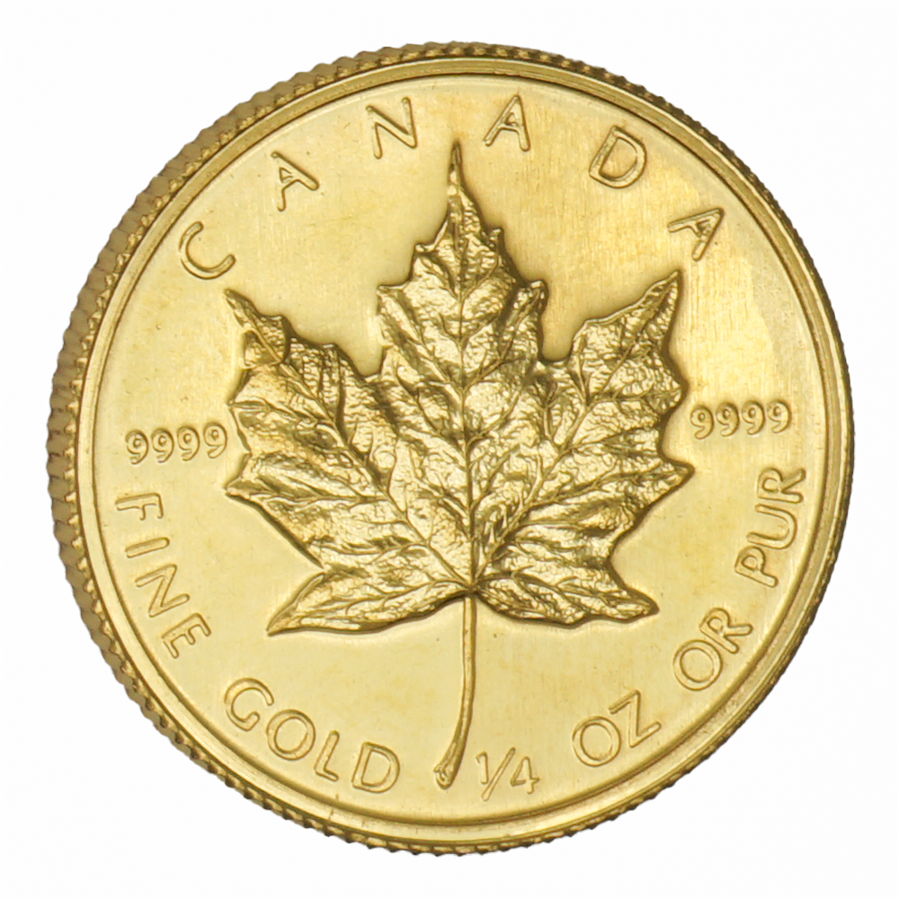メイプルリーフ金貨 1/4oz 24k 中古AB/使用感小】 24金 メイプルリーフ 金貨 1/4オンス 1/4oz