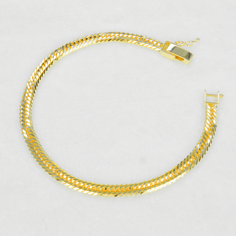 Kihei Bracelet 18K K18 Triple 12 Sides 18cm 10g Mint Certification Engraved Gold Kihei Chain 12 Sides Triple 12 Sides 750 New Immediate Delivery