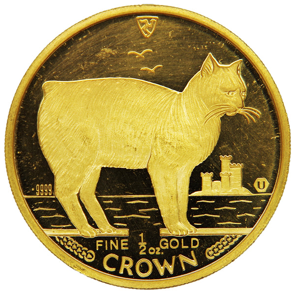 中古AB/使用感小】マン島 キャットコイン 1988年 マンクスキャット 1/2