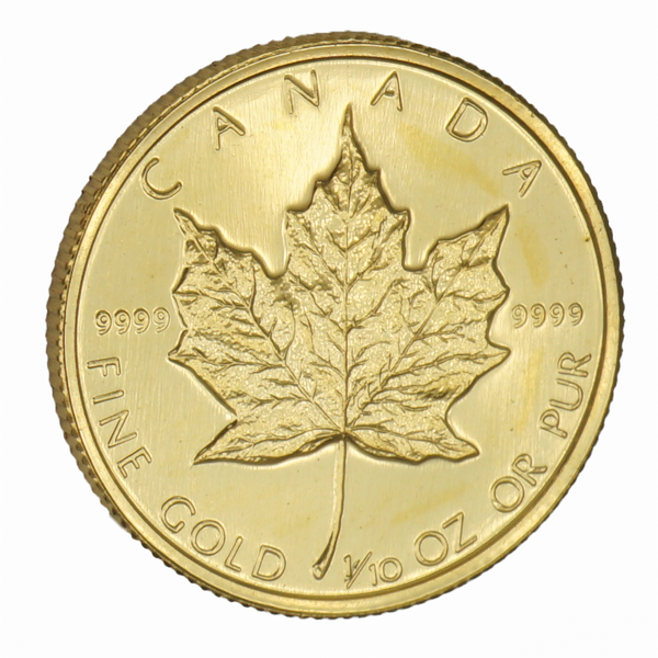 中古A/美品】 24金 メイプルリーフ 金貨 1/10オンス 1/10oz