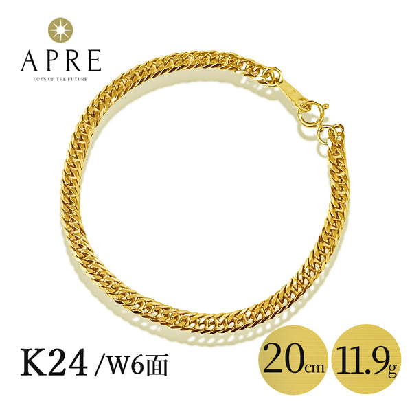 新品N/新品】 純金 喜平 ブレスレット 24金 W6面 20cm 11g (11.9g以上