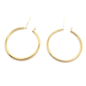 [New N/New] Hoop earrings 18K K18 Simple Diameter 3cm Width 2mm 18K K18YG Women's Earrings
 uap-30