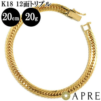 Kihei Bracelet 18K K18 Triple 12 Sides 20cm 20g Mint Certification Engraved Gold Kihei Chain 12 Sides Triple 12 Sides 750 New Immediate Delivery 