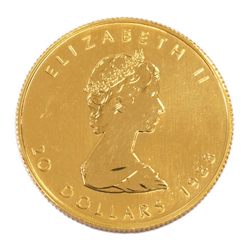 [Used A/Good Condition] 24K Maple Leaf Gold Coin 1/2oz 1/2oz Random Year Canada Bullion Pure Gold K24 Maple Leaf Coin Coin Coin