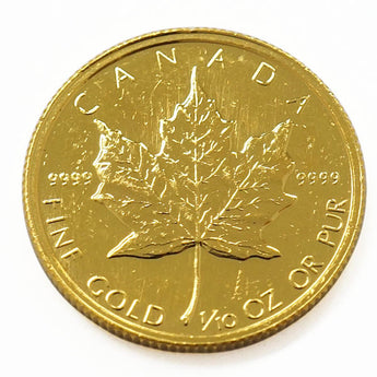 [Used AB/Slightly used] 24K Maple Leaf Gold Coin 1/10oz Random Year Canada Pure Gold K24 Coin Coin