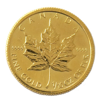 [Used B/Standard] 24K Maple Leaf Gold Coin 1/10oz Random Year Canada Pure Gold K24 Maple Coin Coin