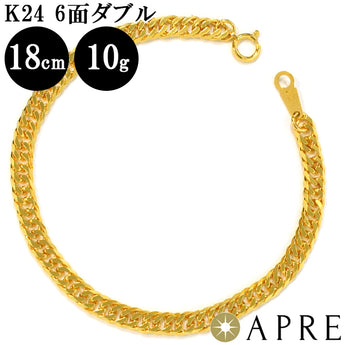 Pure gold Kihei bracelet 24K W6 sides 18cm 10g Mint certification mark K24 Kihei double 6 sides 6 sides double new 
