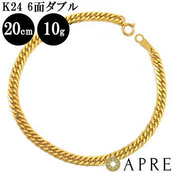 Pure gold Kihei bracelet 24K W6 sides 20cm 10g (confirmed over 11g) Mint certification mark K24 Kihei double 6 sides 6 sides double new 