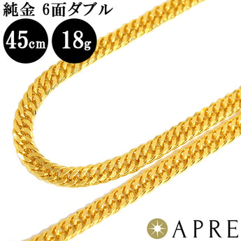Pure gold Kihei necklace 24K W6 sides 45cm 18g Kihei double 6 sides 6 sides double Mint certification mark K24 New 