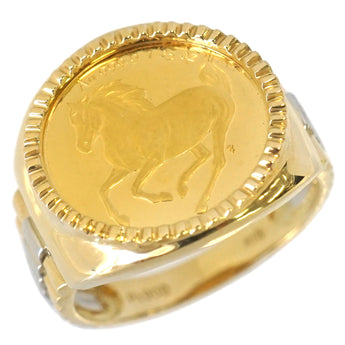 Combination Ring K24 Horse Coin K18/Pt900 24K Queen Elizabeth 18K Platinum K18YG Pt900 K24 Gold Men's Ring No. 11 pfrap-8-11