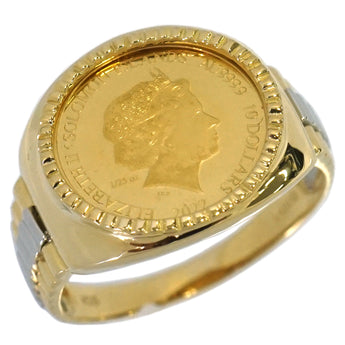 Combination Ring K24 Queen Elizabeth Coin K18/Pt900 24K Horse Coin 18K Platinum K18YG Pt900 K24 Gold Men's Ring No. 20 pfrap-8-20