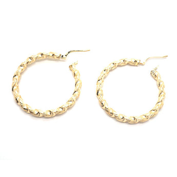 Hoop earrings K18 twist diameter 2.7cm K18YG ladies earrings plap-345 