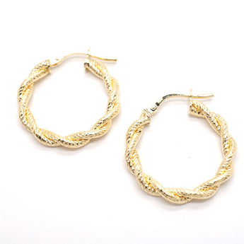 Hoop earrings K18 double twist (medium) diameter 2cm K18YG ladies earrings plap-349 