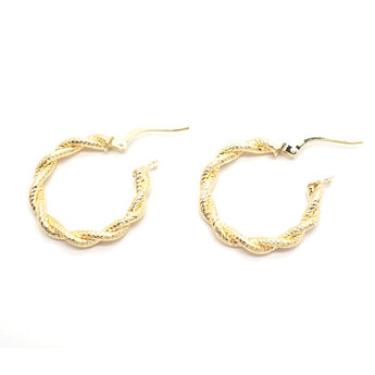 Hoop earrings K18 double twist (medium) diameter 2cm K18YG ladies earrings plap-349 