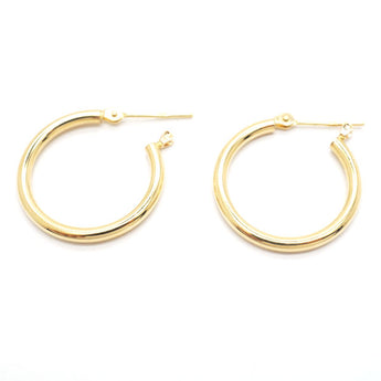 [New N/New] Hoop earrings 18K K18 Simple Diameter 2cm Width 2mm 18K K18YG Women's Earrings
 uap-20
